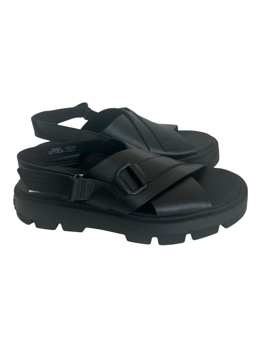 Sorel Rein CB Crisscross Sandals In Black, Black Size 9